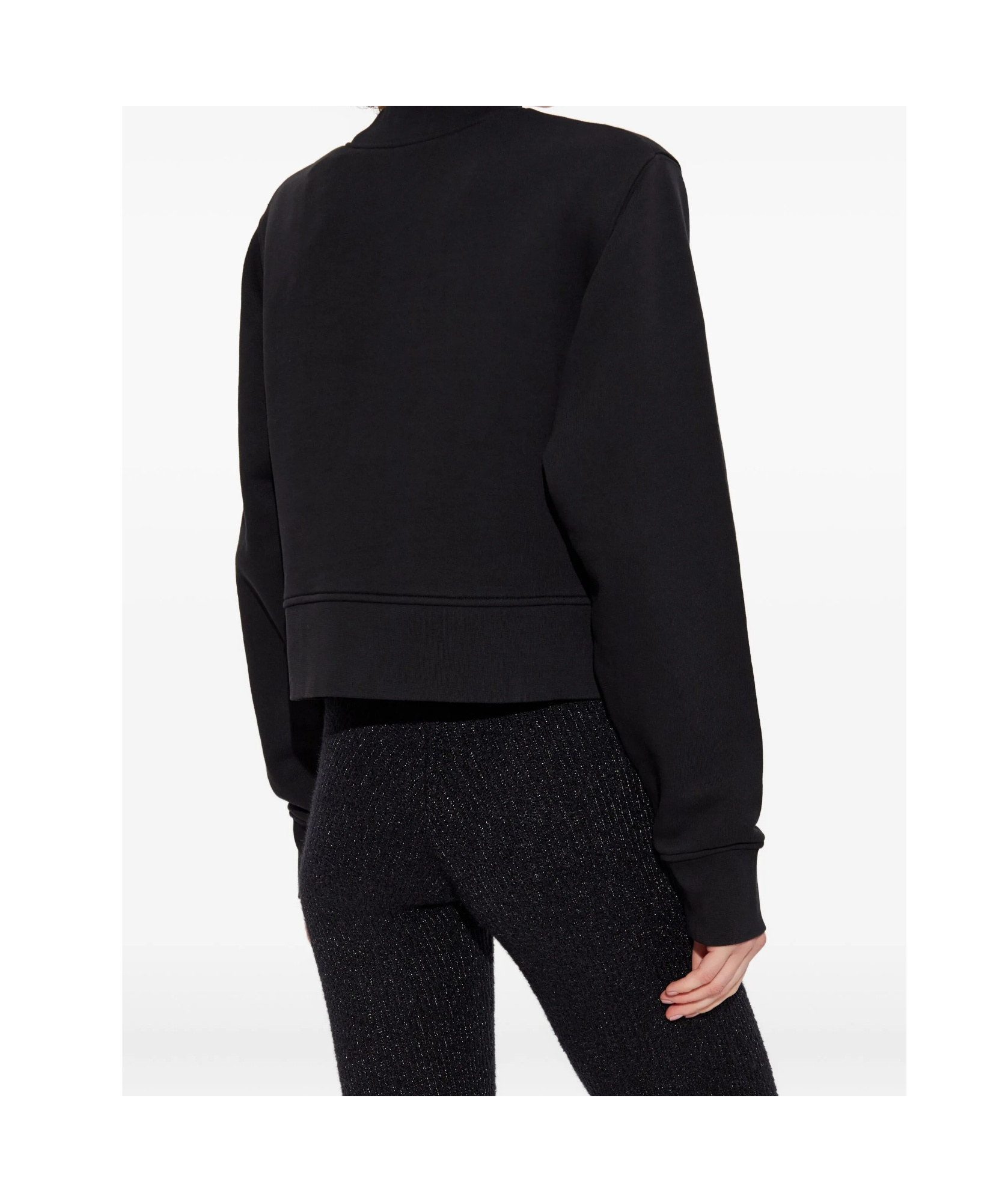 Palm Angels Cropped Black And Fuchsia Graphic Sweatshirt In Black