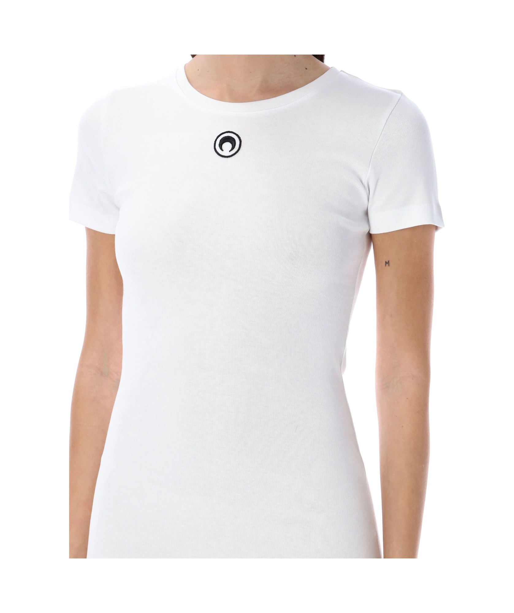 Marine Serre Organic Cotton Rib T-shirt Dress In White