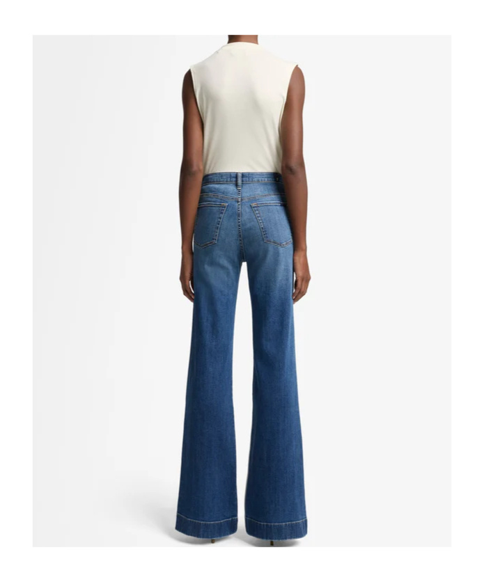 7 For All Mankind Wide-leg High-waist Jeans With Vintage Fading In Blue