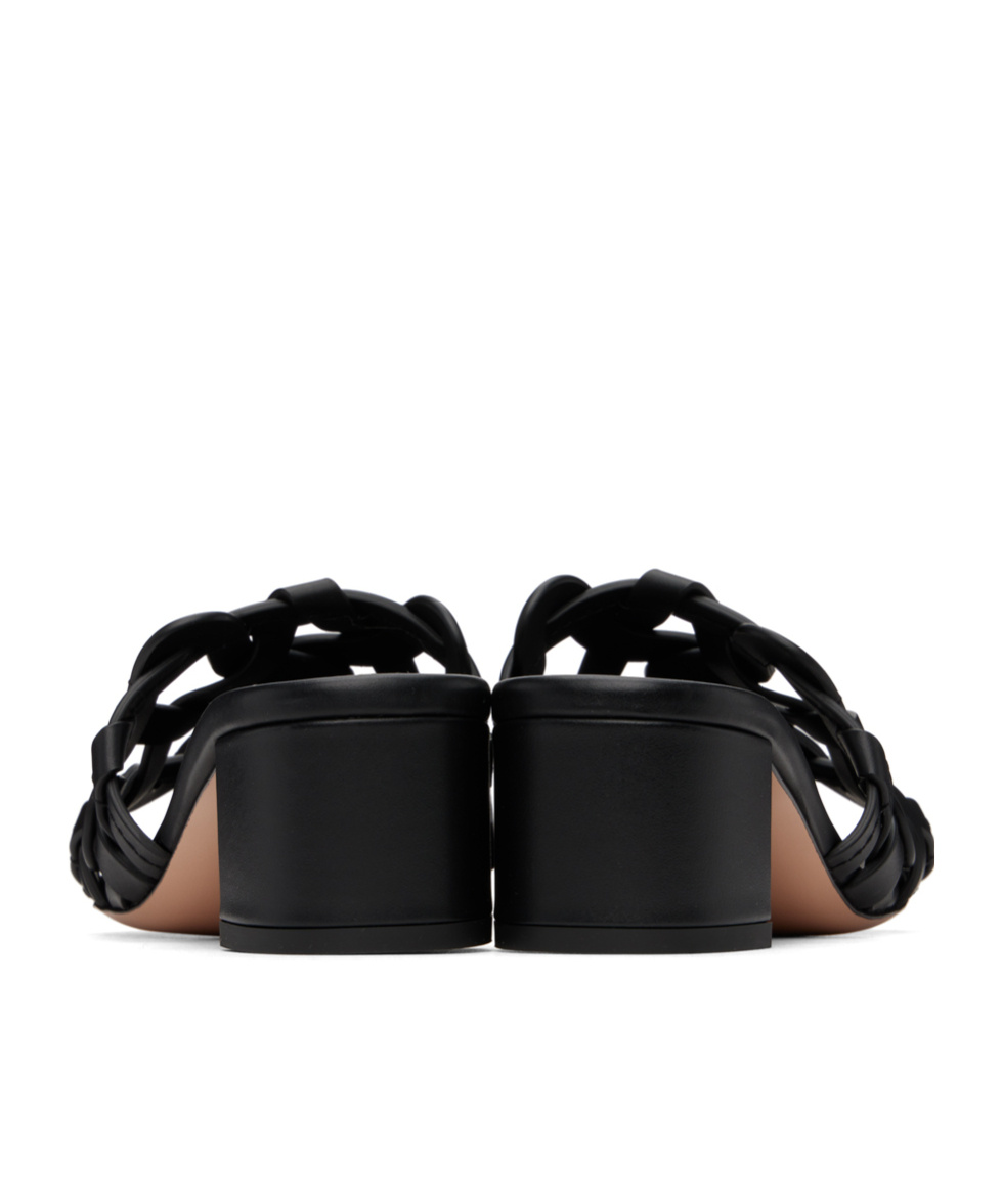Gianvito Rossi Open Weave Leather Slide Sandals In Black