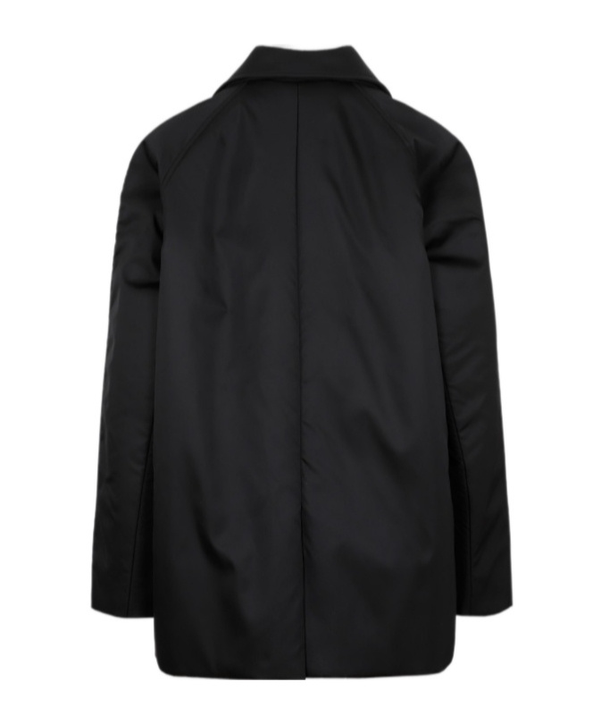 Prada Buttoned V-neck Coat In Black