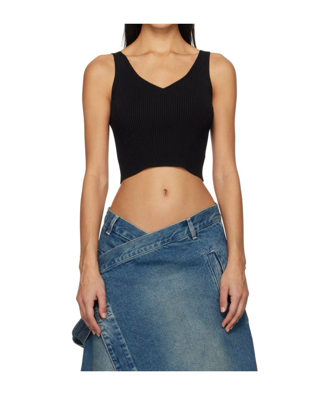 Juunj Black V-neck Tank Top In Black