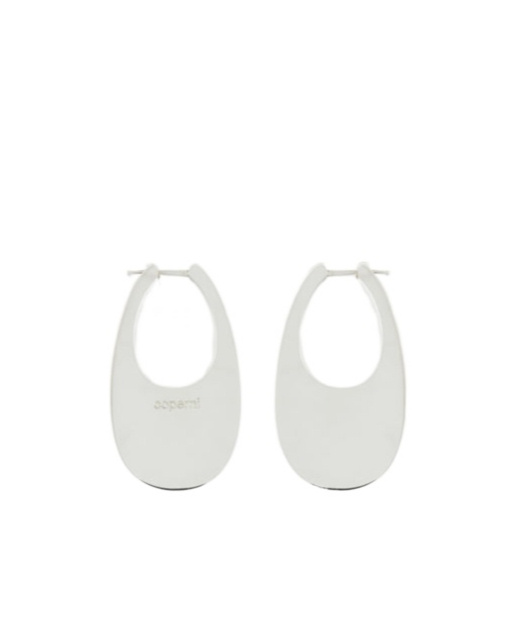 Shop Coperni Swipe Medium Hoop Earrings In White