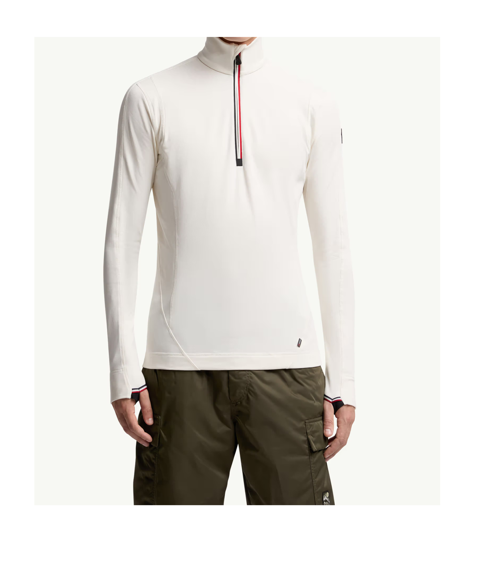 Moncler Polartec Half Zip Sweatshirt In White