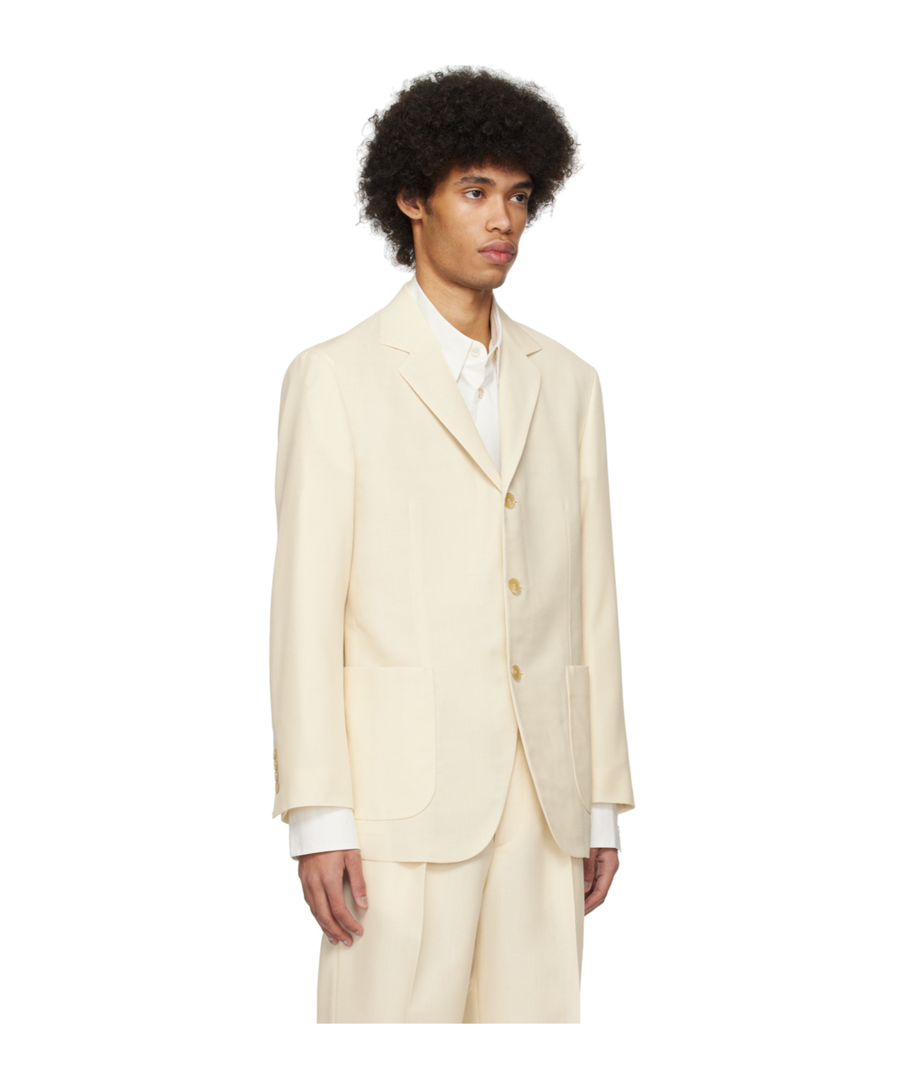 Auralee Slit Details Suit Jacket In White