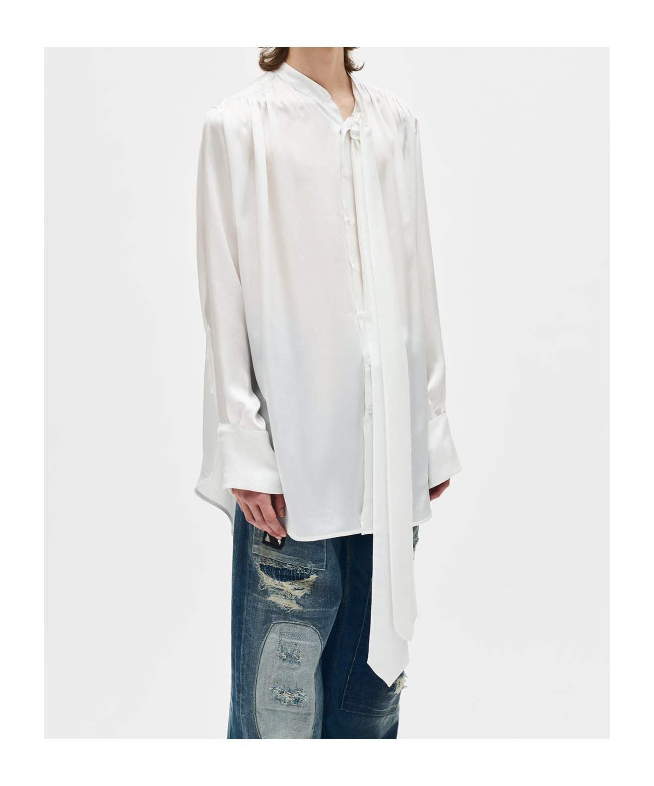 Ann Demeulemeester Solan Comfort Stand Collar Shirt In Natural Color