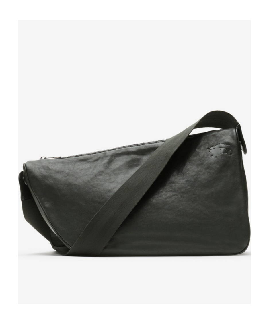 Burberry Large Shield Leather Messenger Bag In Black