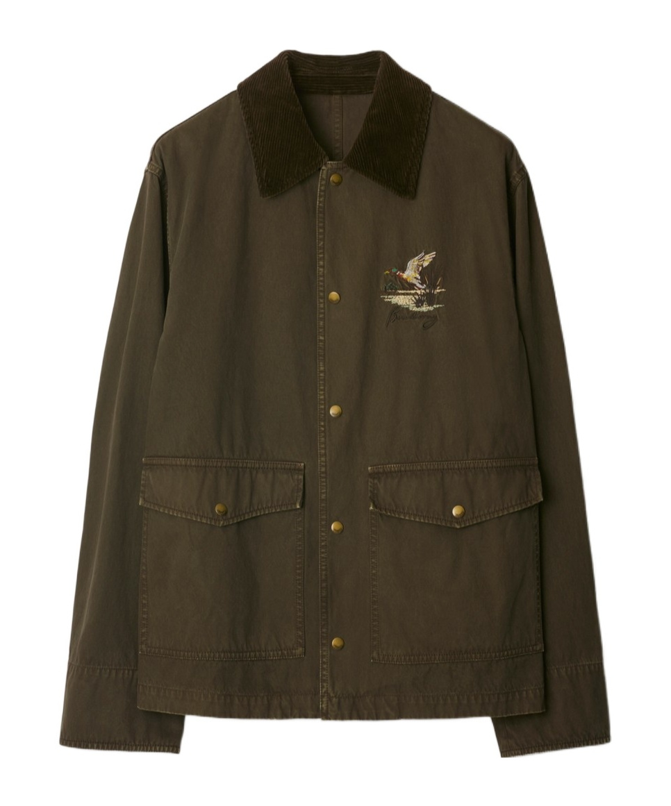 Burberry Corduroy-trimmed Cotton Twill Field Jacket In Green