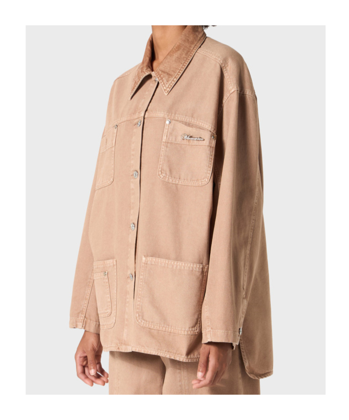 Blumarine Logo-brooch Jacket In Brown