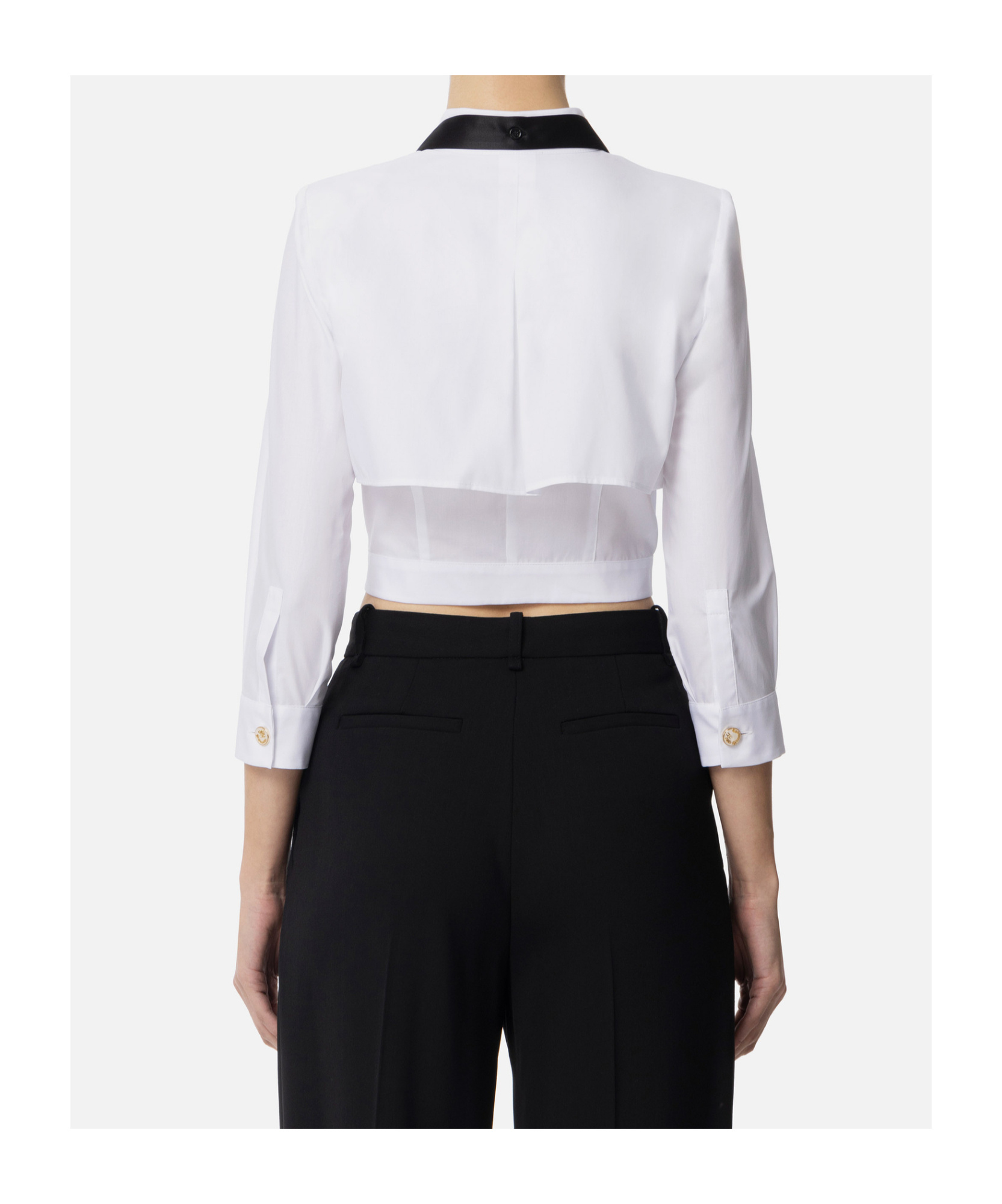 Elisabetta Franchi Bowtie Poplin Shirt In Black