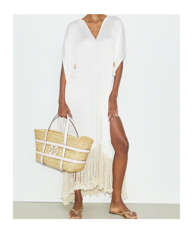 Tory Burch Natural Small Ella Straw Basket Tote