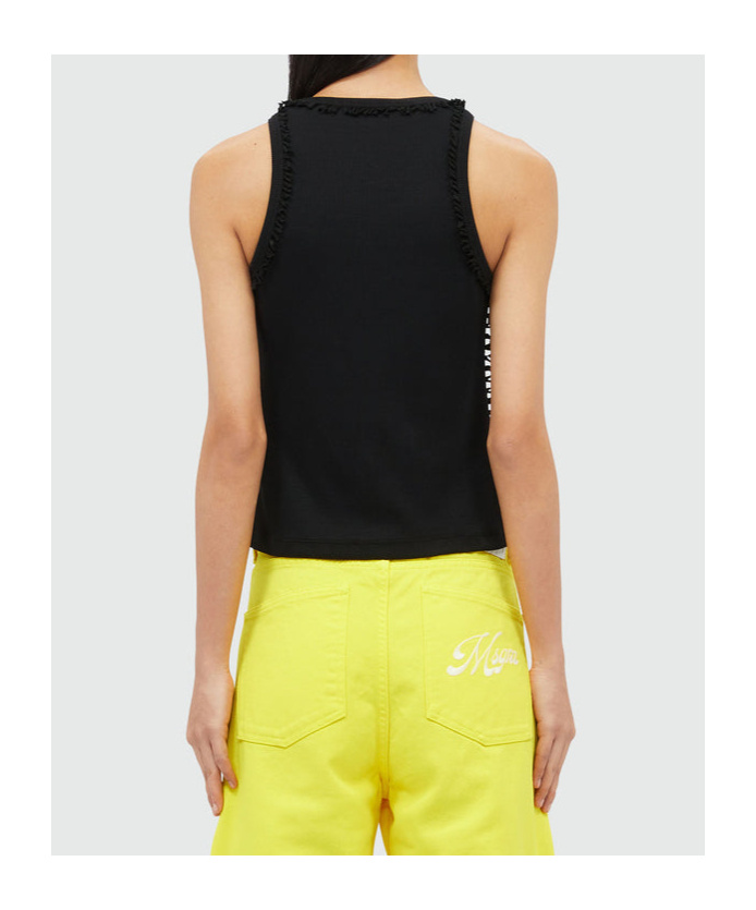 Msgm Logo-embroidered Tank Top In Black