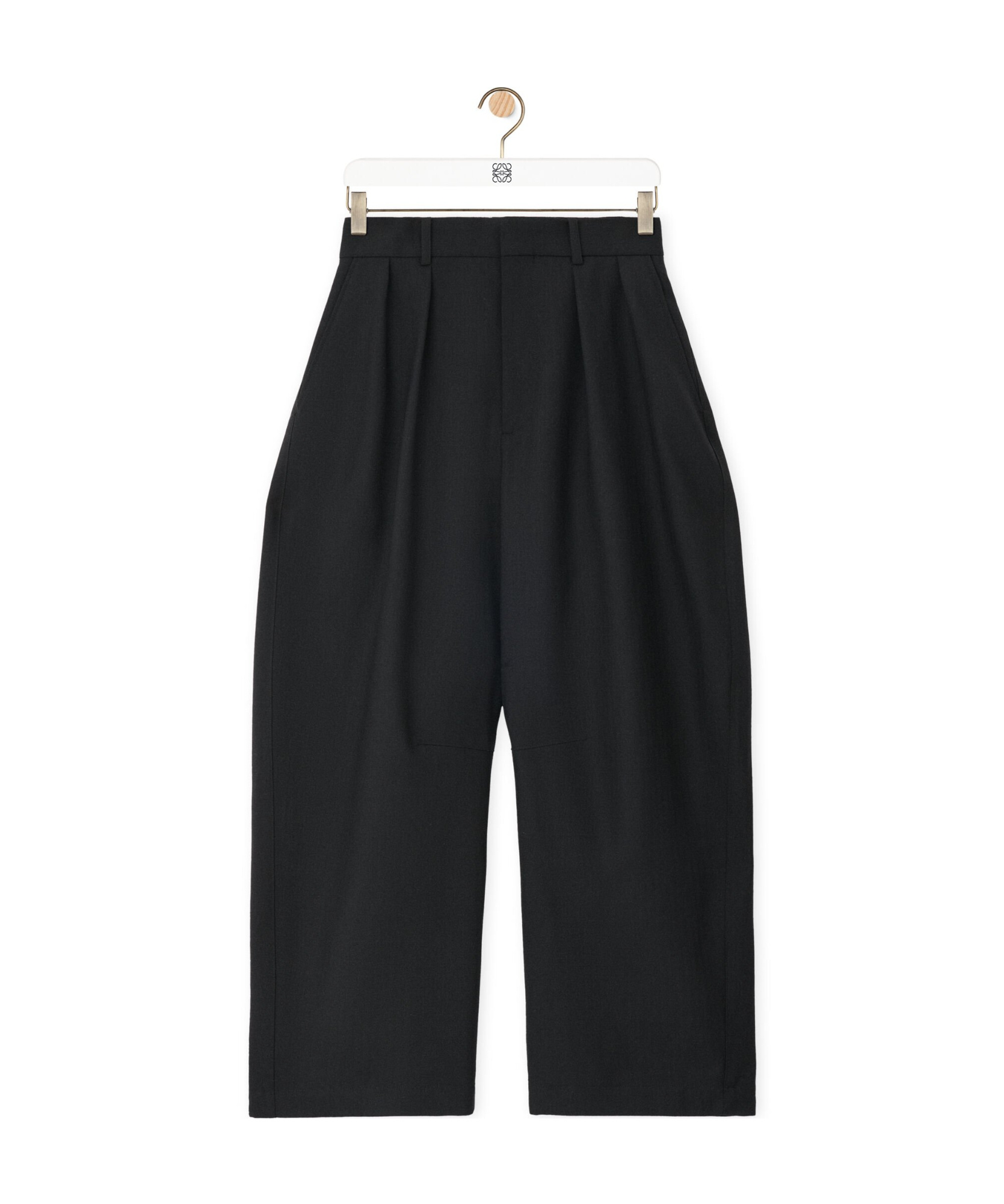 Shop Loewe Barrel Trousers In Wool In Black