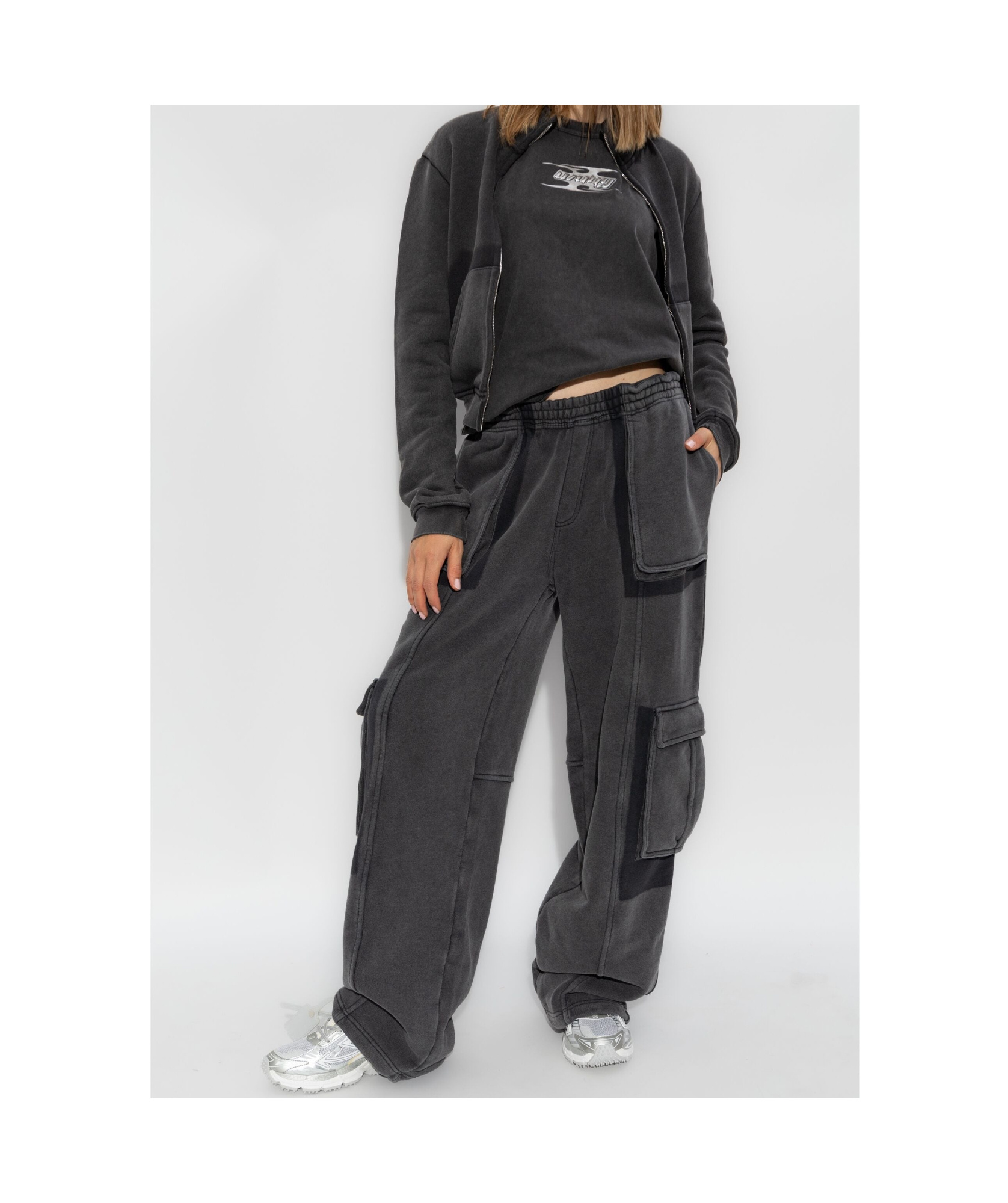 Alexander Wang Elastic Waist Overalls In Black