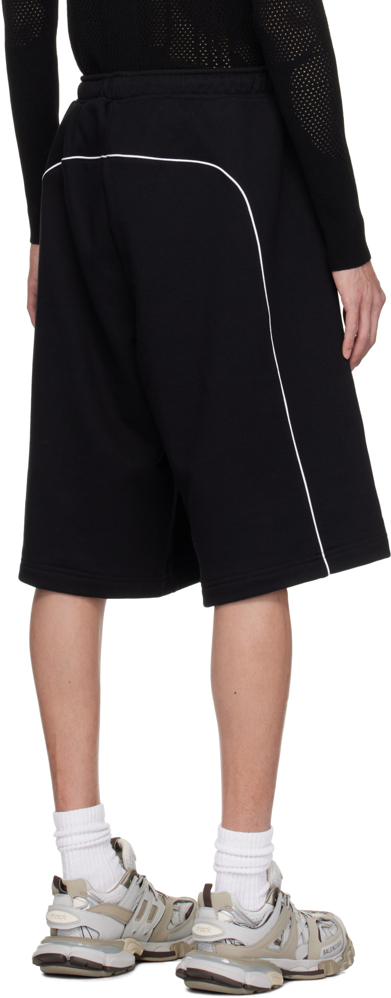 Misbhv Wide-leg French Terry Short In Black