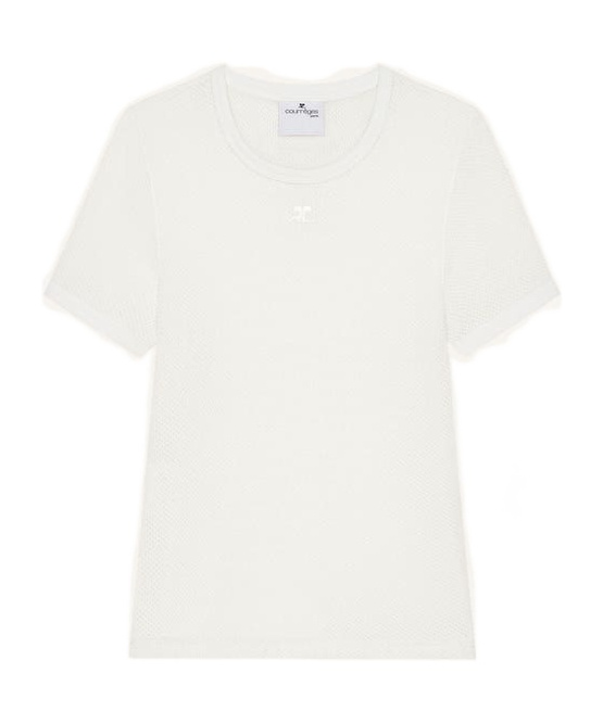 Shop Courrèges Mesh T-shirt In White