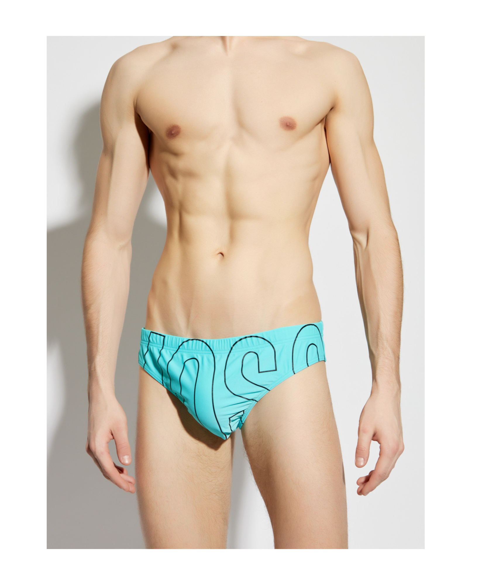 Moschino Logo Print Swimming Briefs In Blue