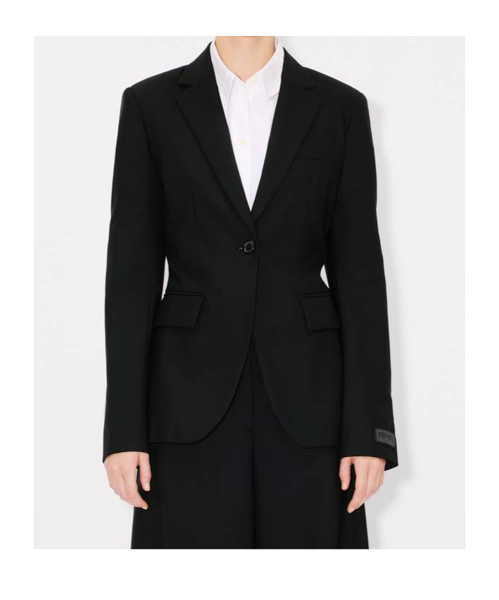 Kenzo Long-sleeved Wool Suit Coat In Black