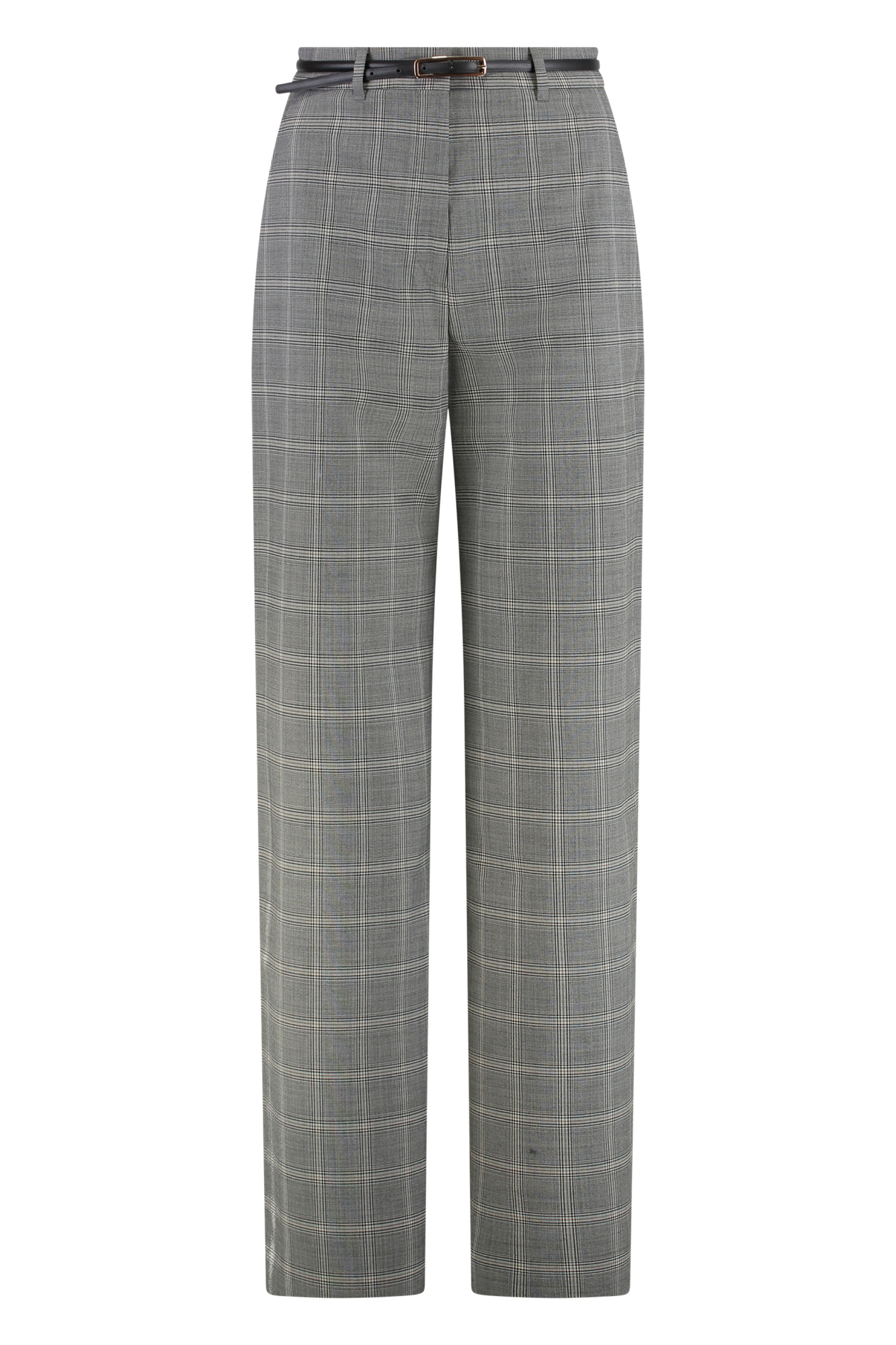 Max Mara Studio Mazurca Prince Of Wales Motif Wool Trousers In Gray