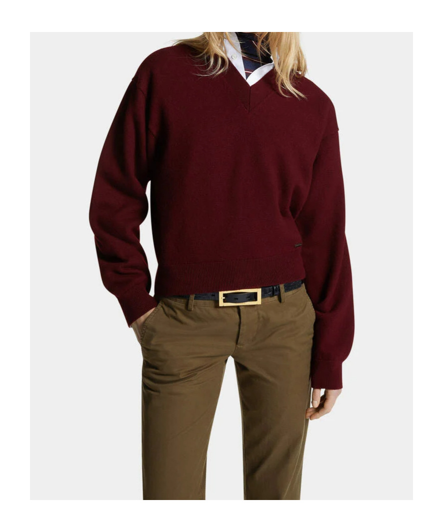 Dsquared2 Cropped Sweater Sweaters And Cardigans Bordeaux In Transparent