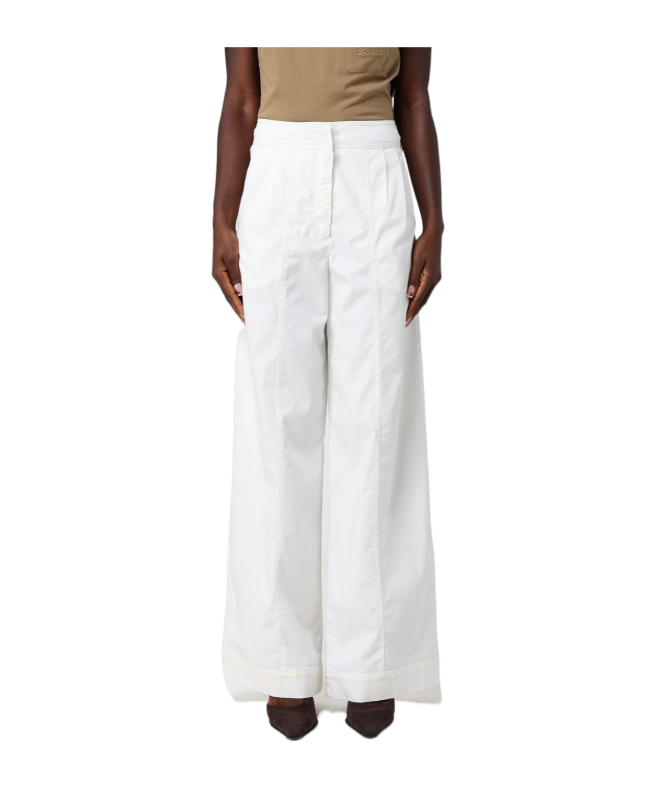 Max Mara Side Pocket Casual Pants In White