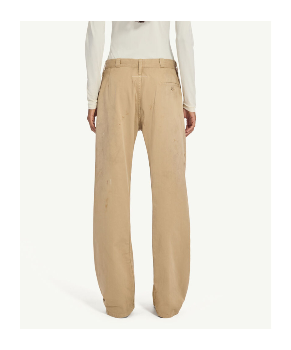 Mm6 Maison Margiela Mm6 By Maison Margiela Relaxed Fit Beige Bermudas With Artistic Distressing In Sand Beige
