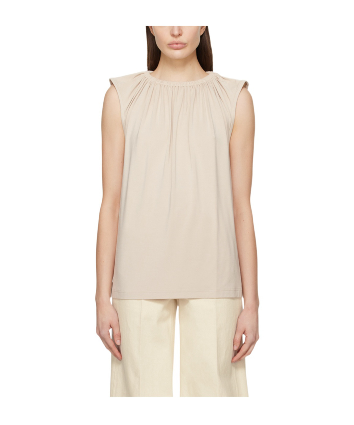 TOTÊME RUCHED ELASTICATED SLEEVELESS BLOUSE