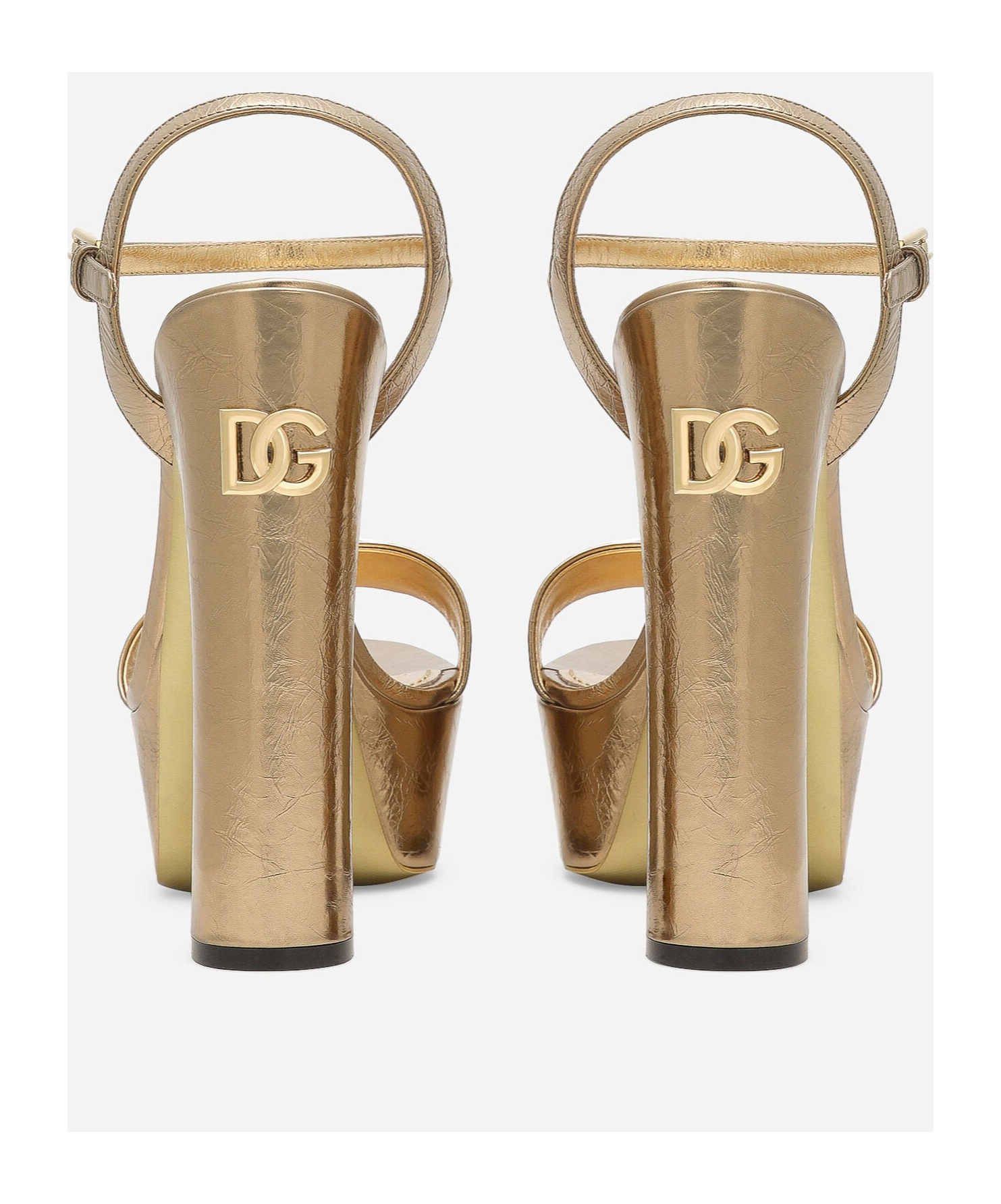 Dolce & Gabbana Leather Platform Sandals 105 In Nude