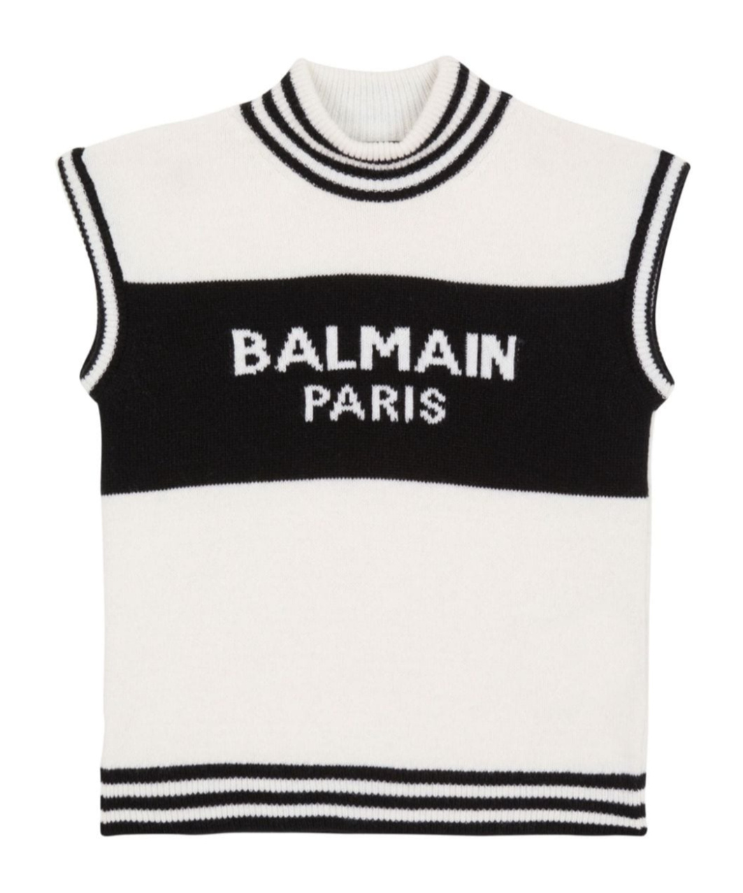 BALMAIN SLEEVELESS KNITTED BALMAIN PARIS JUMPER
