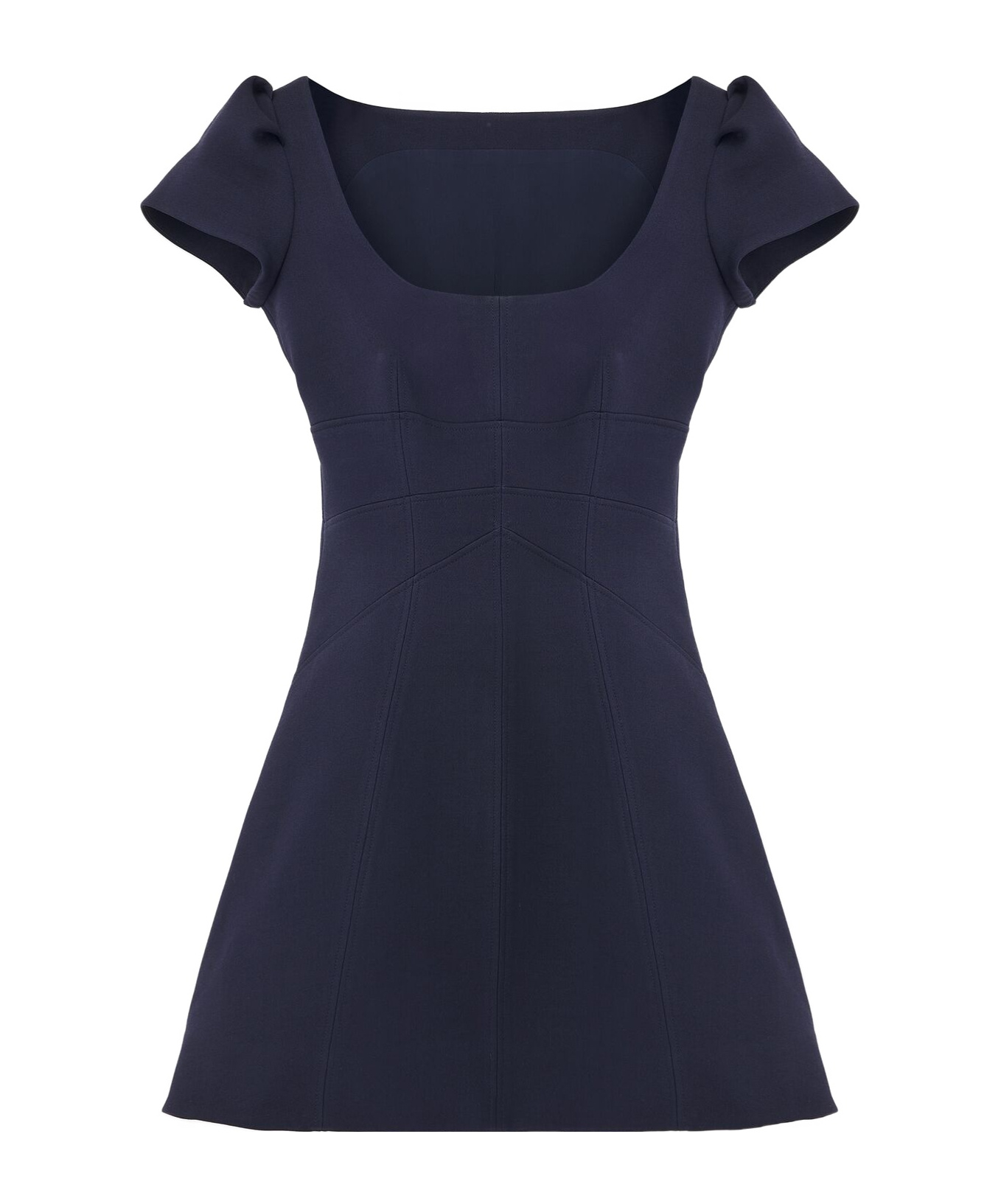 Alexander Mcqueen Short Dress With Short Gathered Sleeves In Blue