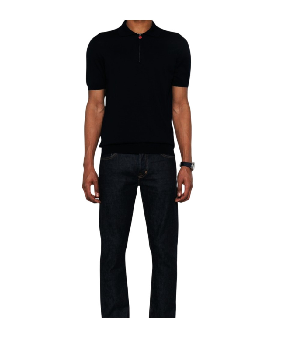 Shop Kiton Cotton Polo Shirt In Black