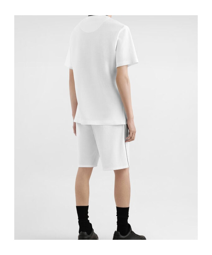 Dolce & Gabbana White Crewneck T-shirt With Logo Embroidery On The Front