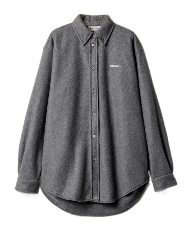 Miu Miu Fleece Shirt In Gray