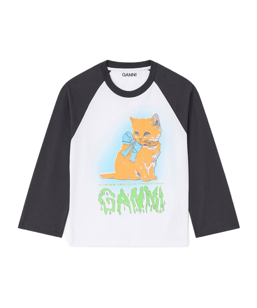 Ganni Women Kitty Baby Organic Cotton T-shirt In Black