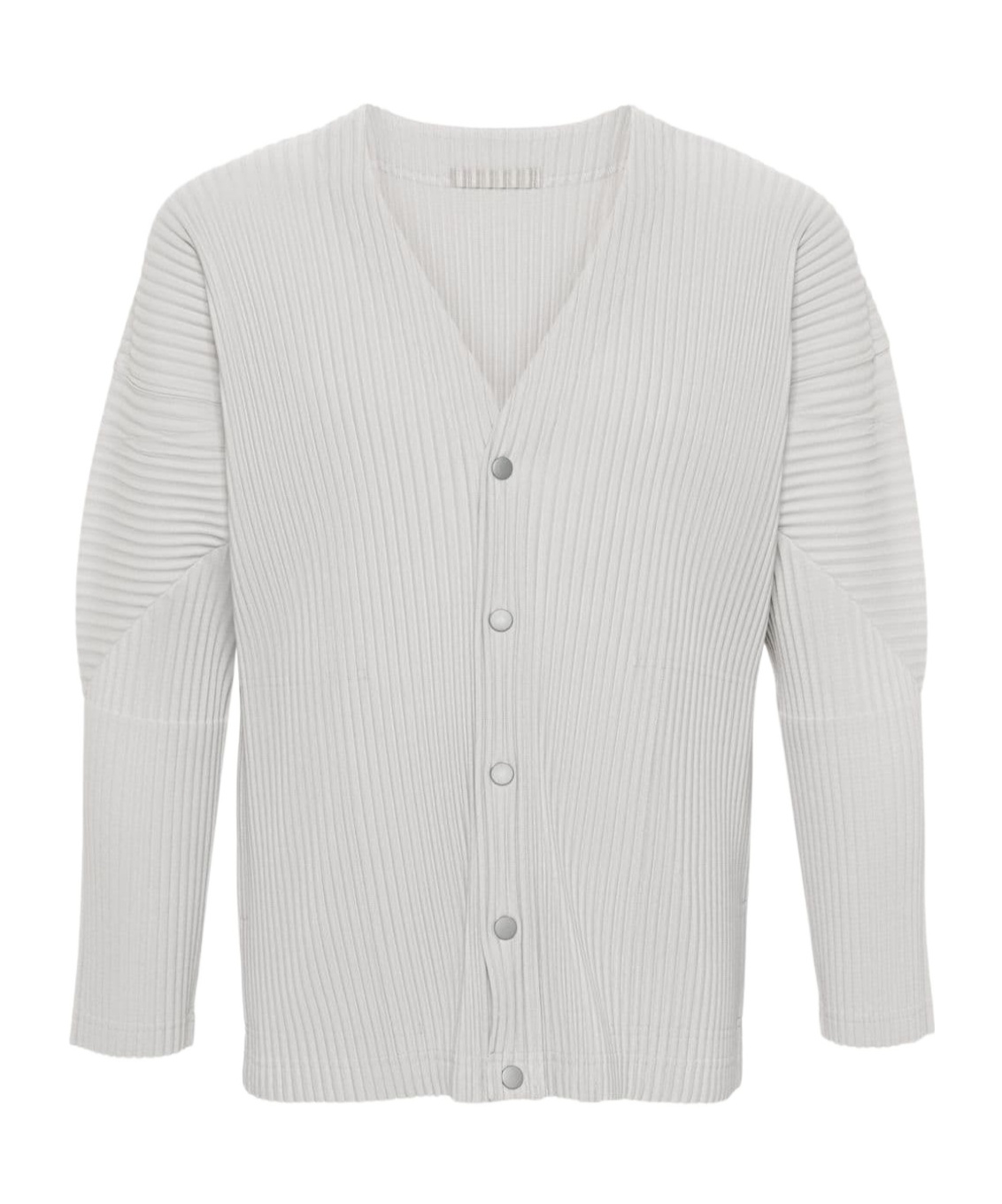 Issey Miyake Ribbed Texture V-neck Cardigan Pockets In White