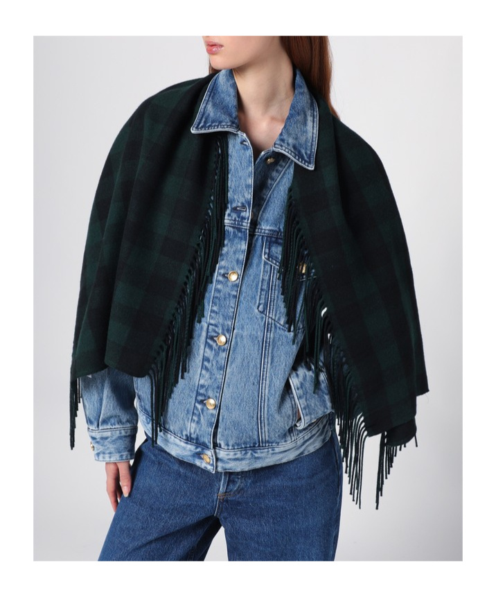 Destin Surl Checked Shawl In Black