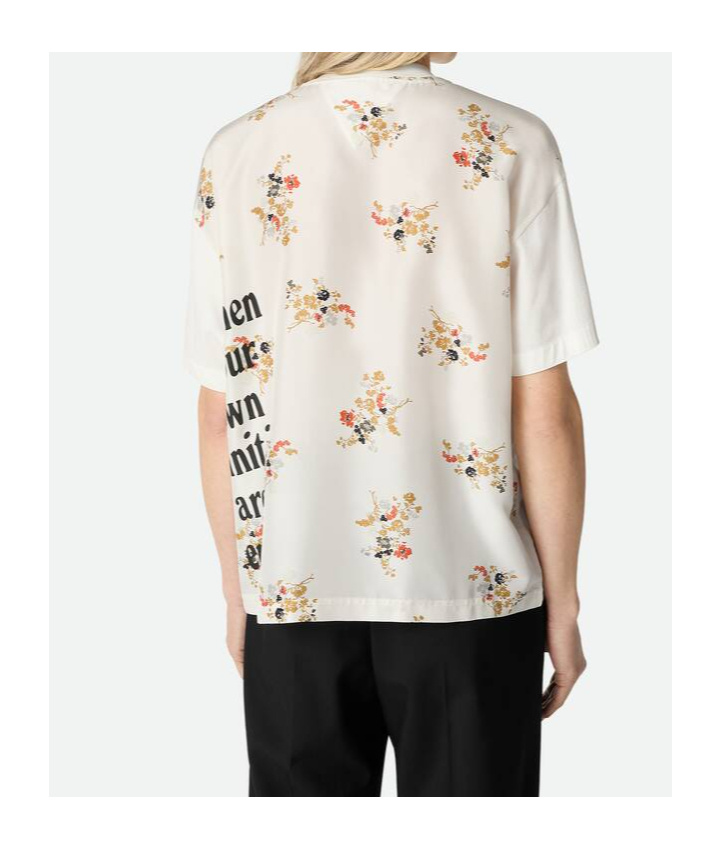 Bottega Veneta Cotton And Silk Printed T-shirt In White
