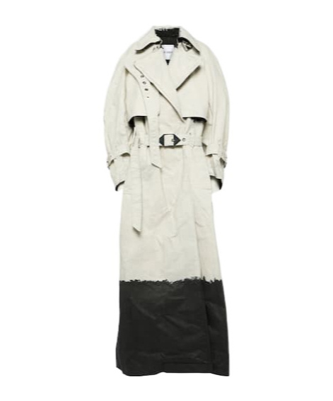 Attico Coated Denim Trench Coat In Multi