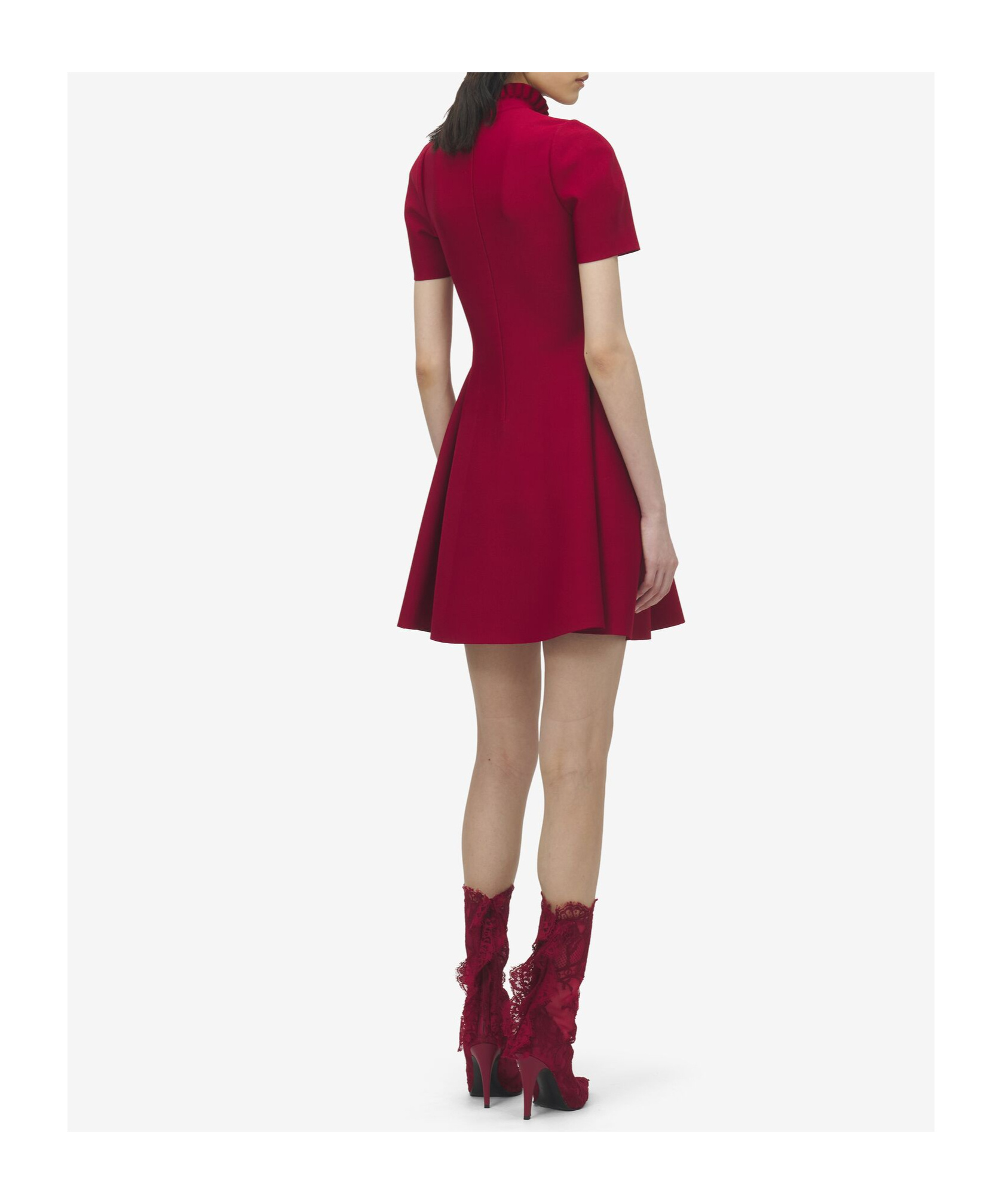 Alexander Mcqueen Lace Panel Mini Dress In Red
