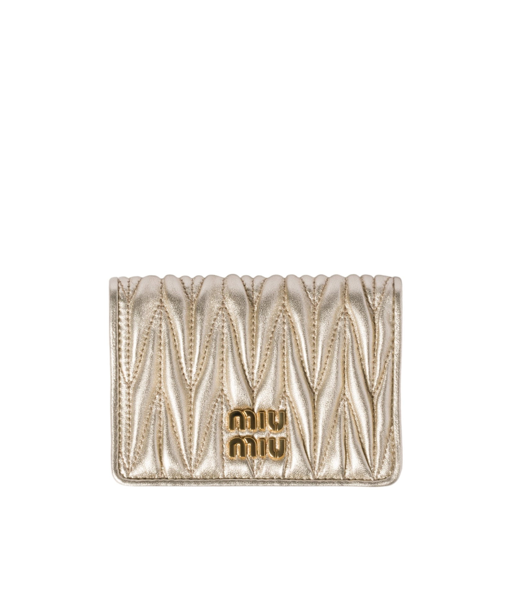 Miu Miu Matelassé Nappa Leather Card Holder In Nude