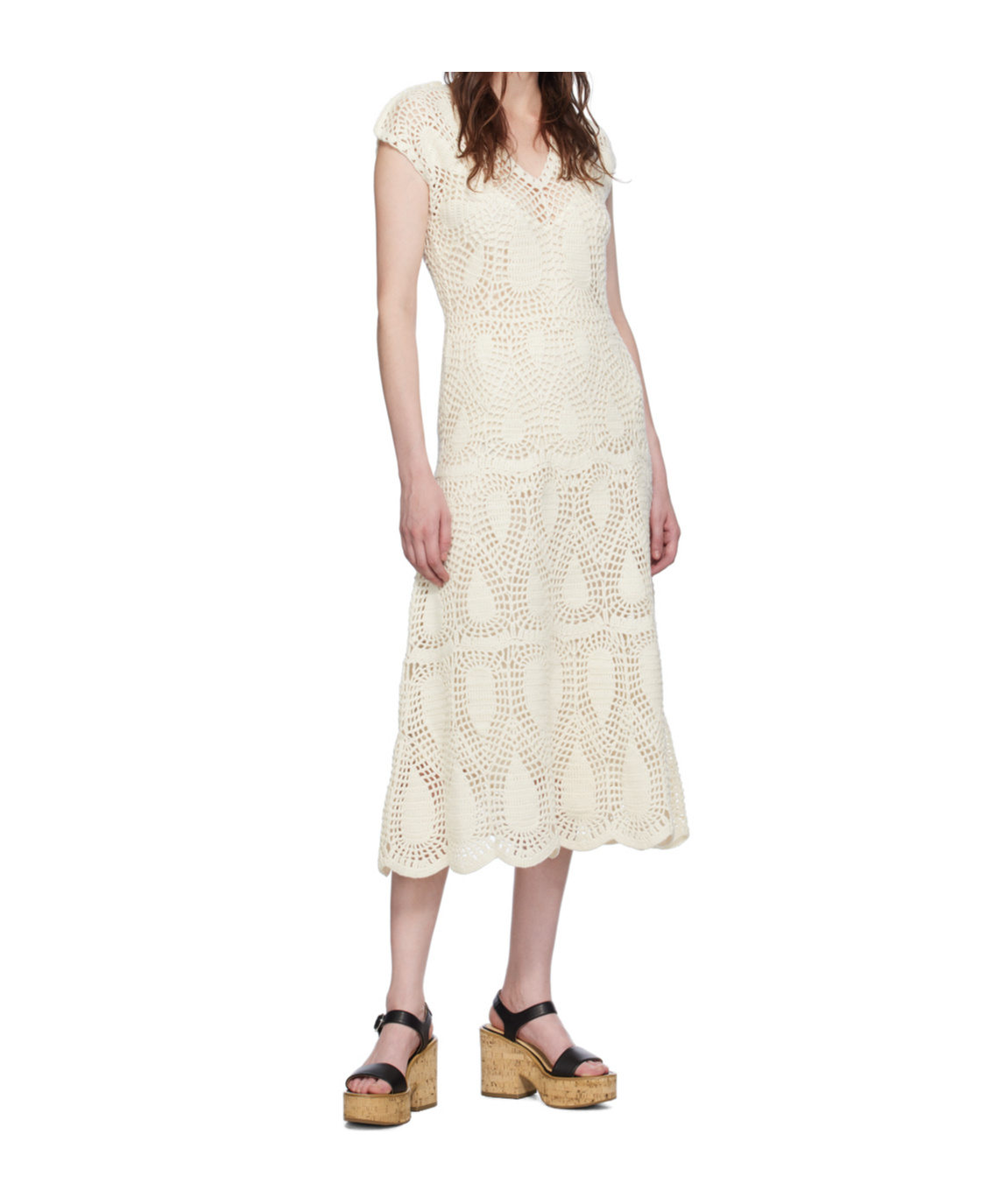 Gabriela Hearst Waldman Crochet Wool And Cashmere Maxi Dress In White