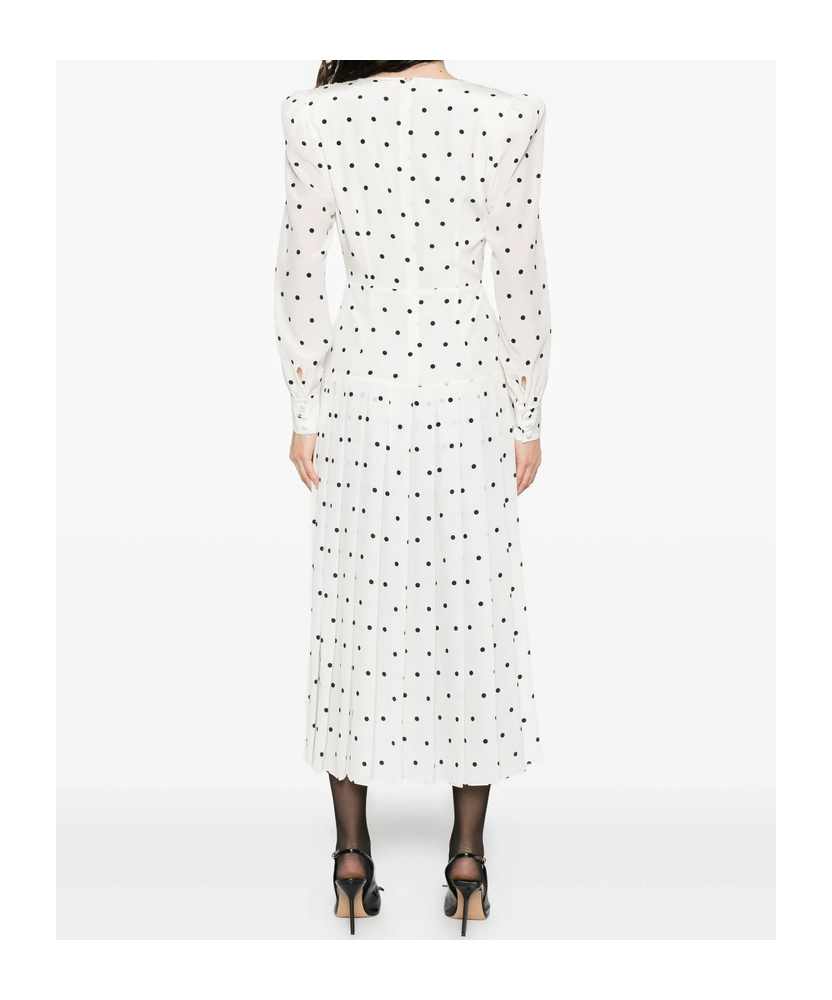 Alessandra Rich Polka-dot Silk Midi Dress In White