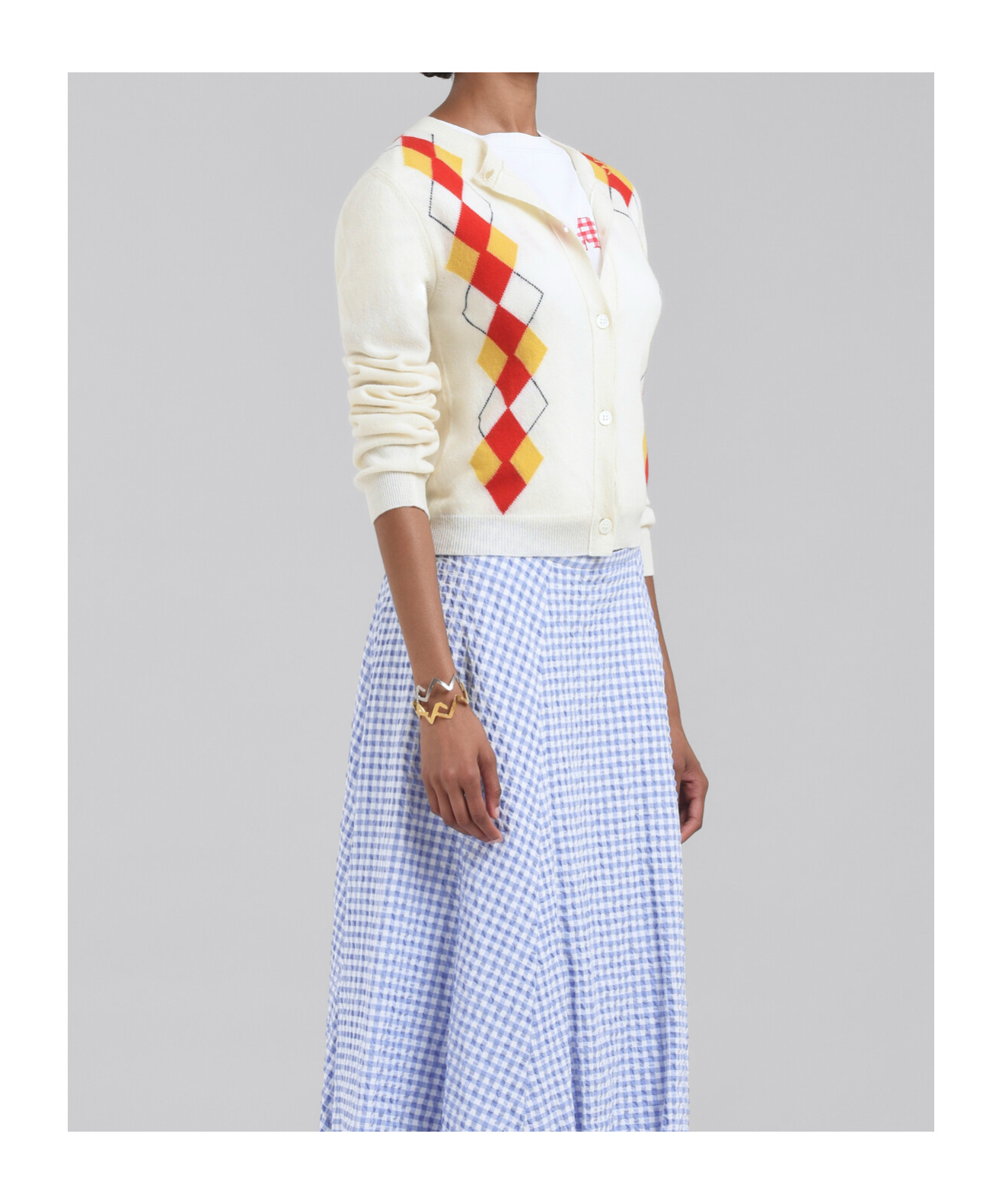 Marni Diamond-pattern Cardigan In White