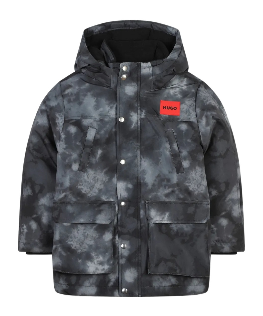 Hugo Boss Tie-dye Hooded Jacket In Black