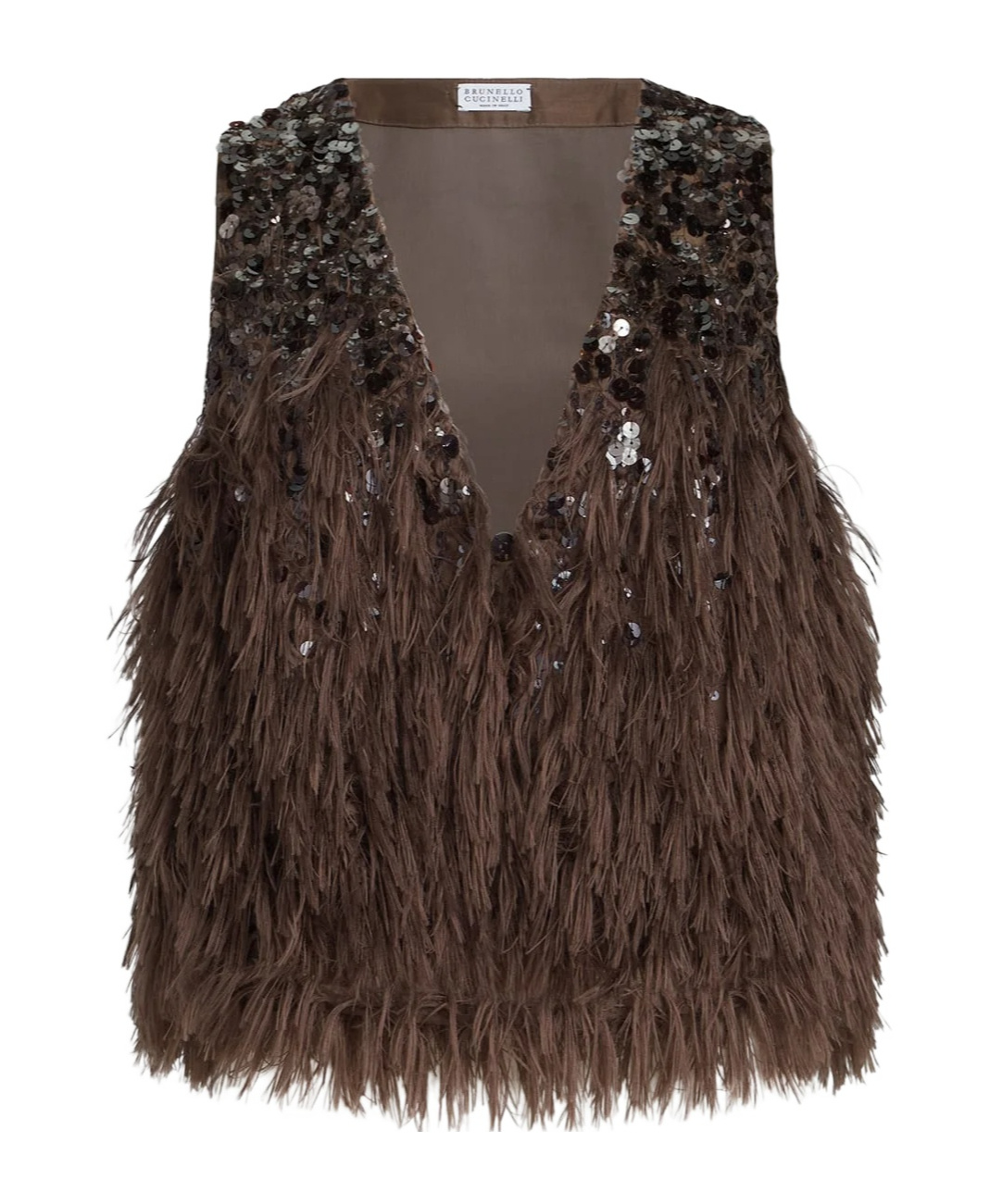 Brunello Cucinelli Sequin Fringed Vest In Black