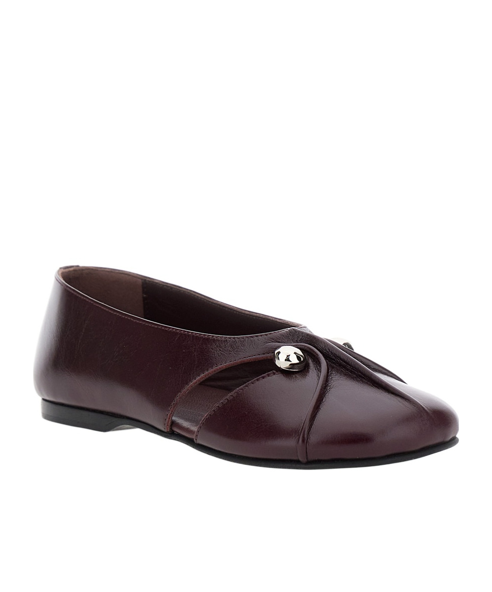 Alohas 'ravena' Bordeaux Ballet Shoes With Decorative Plaque On The Front