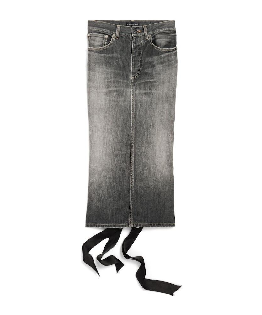 Shop Balenciaga Women's Lace-up Skirt In Dark Grey In Smoky Grey