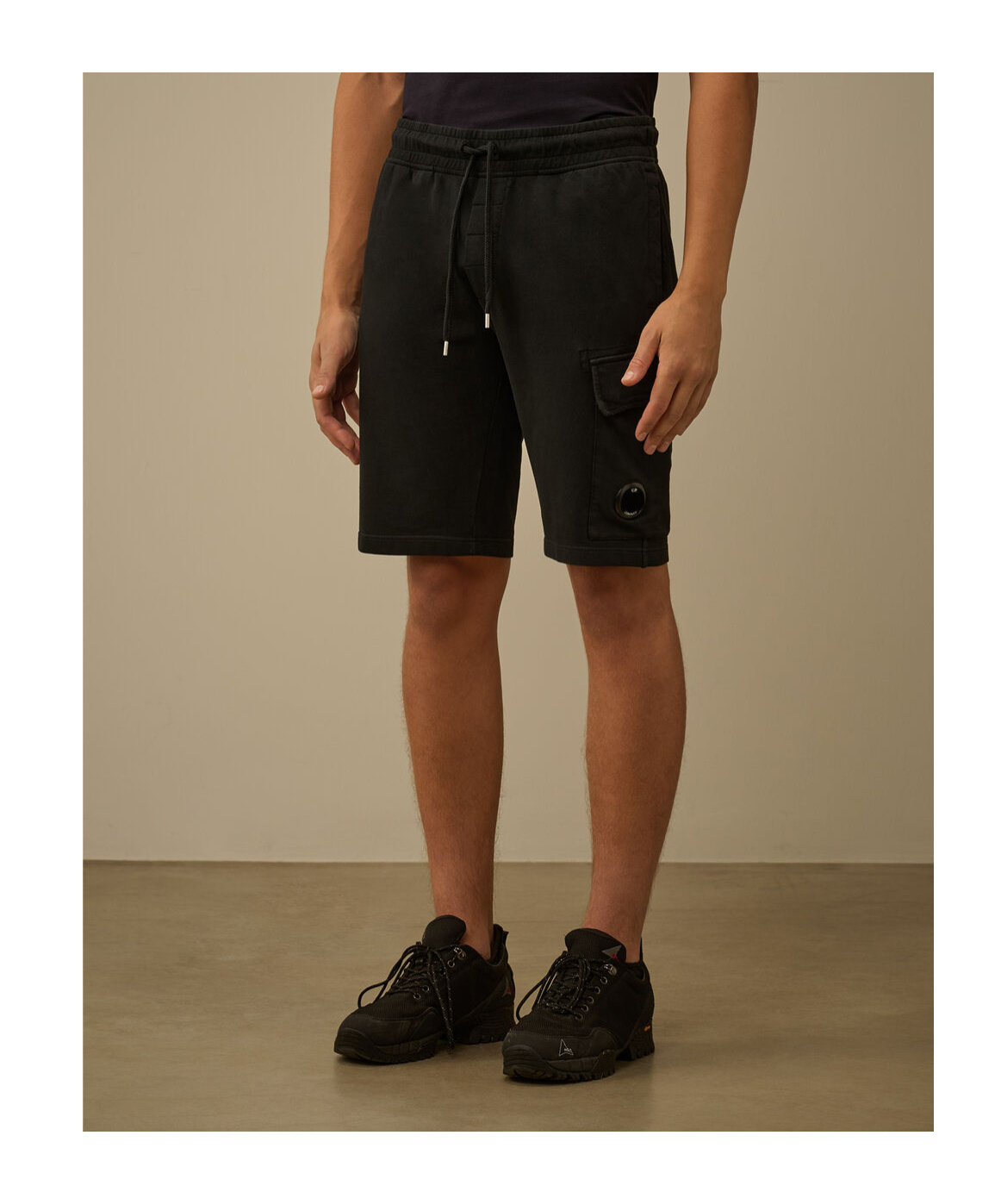 C.p. Company Relaxed Fit Cargo Shorts With Drawstring Waistband In Black