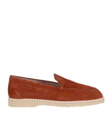 Hogan Logo-debossed Leather Loafers In Red