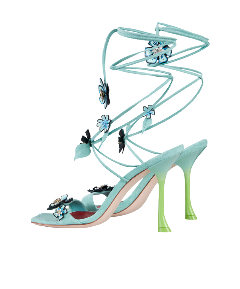 Roger Vivier Blossom High Stiletto Heel Sandals In Blue